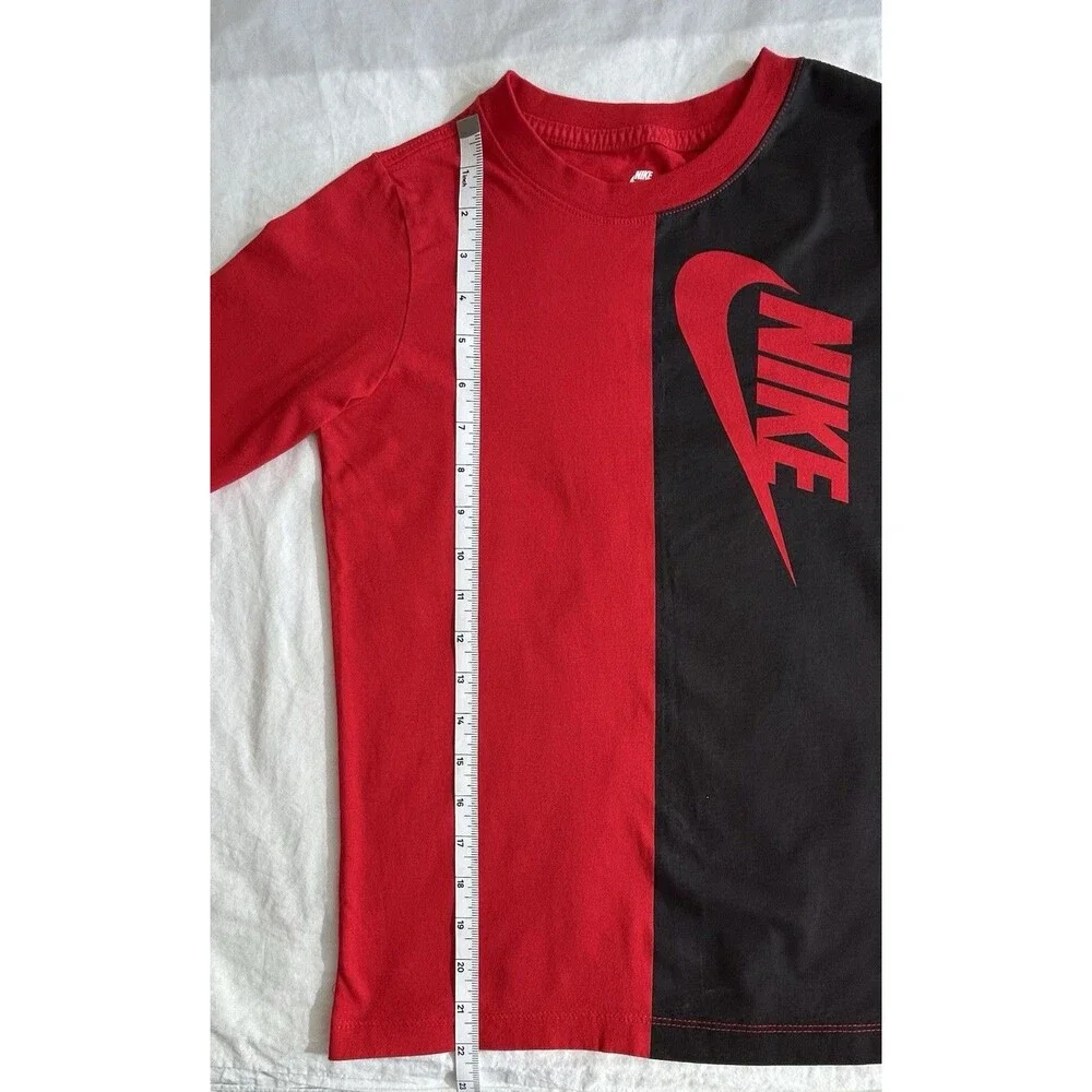 Nike Youth Long Sleeve Shirt Red/Black Colorblock The Nike Tee Size M NWOT